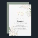 金ゴールドの緑70th誕生日パーティー 招待状<br><div class="desc">この金ゴールドの緑の葉70th誕生日パーティーの招待は、素朴な誕生日パーティーに最適である。この芸術的デザインは手描きの水彩金ゴールドと緑の葉、の自然なインスパイア美しいを特徴とする。</div>