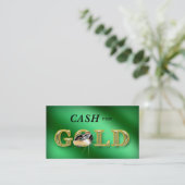 金ゴールドの緑Metalliのためのジュエリーの名刺の現金 名刺 (スタンド正面)