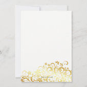 金ゴールドの繁栄フローラ結婚式の後のレセプション 招待状 (裏面)