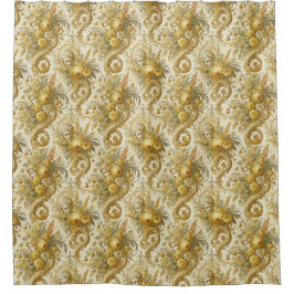 金ゴールドの罪悪感 – バロックフローラゴシック シャワーカーテン