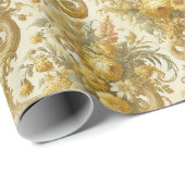金ゴールドの罪悪感 – バロックフローラバンダナ ラッピングペーパー (ロールコーナー)