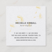 金ゴールドの署名のタンポポ|の正方形ビジネス スクエア名刺 (裏面)