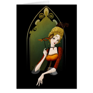 金ゴールドの羽、黒いレース-カード