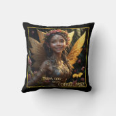 金ゴールドの翼のコーヒーの妖精 クッション (裏面)