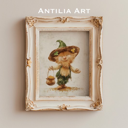 金ゴールドの聖パトリック絵を描ズのポットを持つレプレシャン ポスター