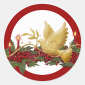 金ゴールドの聖降誕祭の平和な蝋燭 ラウンドシール (正面)