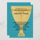 金ゴールドの聖餐杯の最初聖餐の招待状 招待状 (正面/裏面)