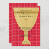 金ゴールドの聖餐杯の最初聖餐の招待状 招待状 (正面/裏面)