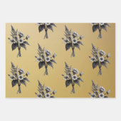 金ゴールドの背景にツタのあるナイツシールド ラッピングペーパーシート (正面3)