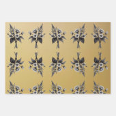 金ゴールドの背景にツタのあるナイツシールド ラッピングペーパーシート (正面)