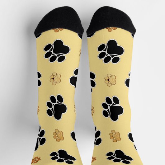 金ゴールドの背景に淡色と黒い前髪を印刷 ソックス (上部)