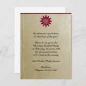 金ゴールドの背景のモダンで赤いポインセチアの花 招待状 (正面/裏面)