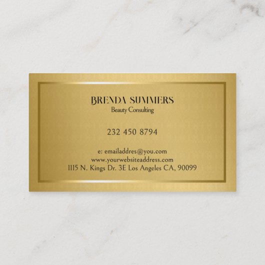 金ゴールドの背景（枠） 名刺 (裏面)