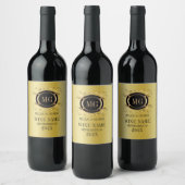 金ゴールドの背景(金ゴールドと黒のフレーム) ワインラベル (ボトル)