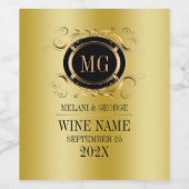 金ゴールドの背景(金ゴールドと黒のフレーム) ワインラベル (シングルラベル)