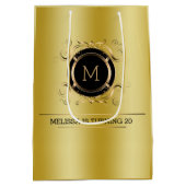 金ゴールドの背景(金ゴールドと黒の枠) ミディアムペーパーバッグ (裏面)