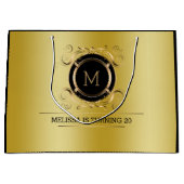 金ゴールドの背景(金ゴールドと黒の枠) ラージペーパーバッグ (正面)