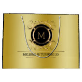 金ゴールドの背景(金ゴールドと黒の枠) ラージペーパーバッグ (裏面)