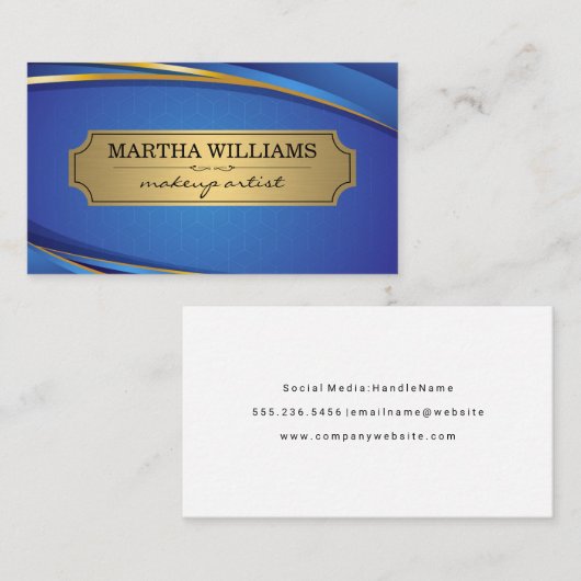 金ゴールドの背景(青) 名刺 (正面/裏面)