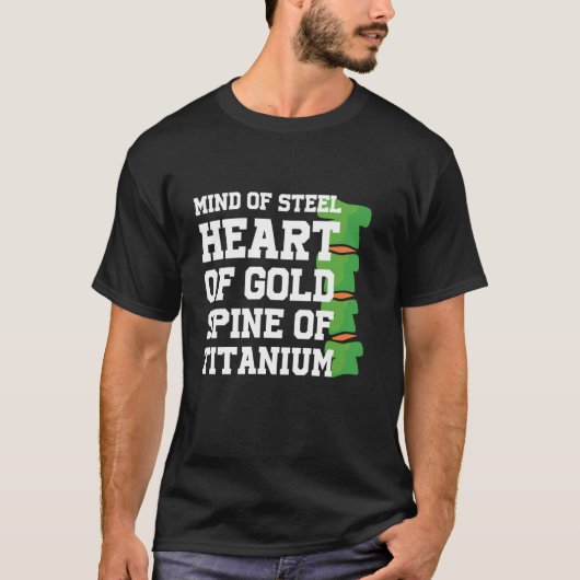 金ゴールドの背骨の鋼ハートの脊椎症プンマインド Tシャツ (正面)