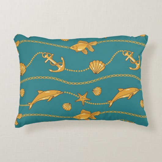 金ゴールドの航海のなパターン アクセントクッション (正面)