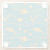 金ゴールドの航海のなパターン ガラスコースター (裏面)