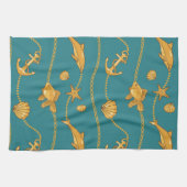 金ゴールドの航海のなパターン キッチンタオル (横)