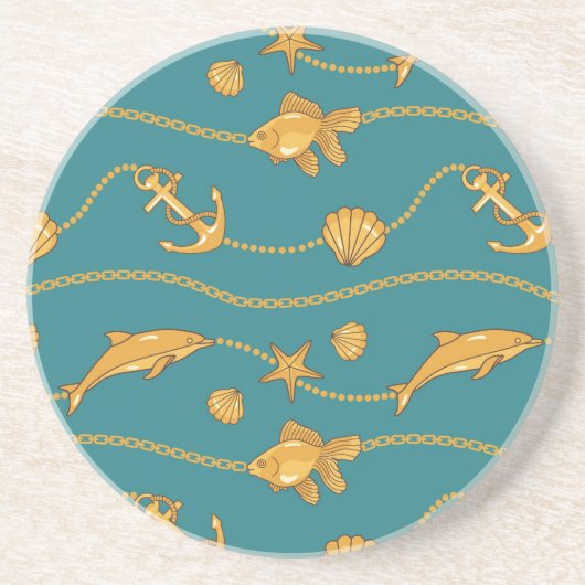 金ゴールドの航海のなパターン コースター (正面)