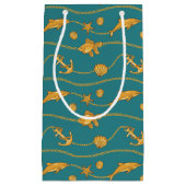 金ゴールドの航海のなパターン スモールペーパーバッグ (正面)