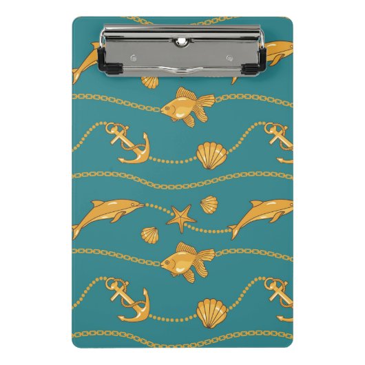 金ゴールドの航海のなパターン ミニクリップボード (正面)