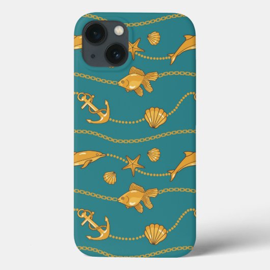 金ゴールドの航海のなパターン Case-Mate iPhoneケース (裏面)