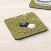 金ゴールドの芝生のボウルは美しく コースター (左側)