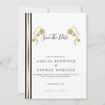 金ゴールドの花とストライプ