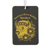 金ゴールドの花と葉で飾られたバイソン カーエアーフレッシュナー (裏面)