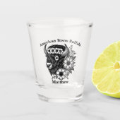 金ゴールドの花と葉で飾られたバイソン ショットグラス (正面)