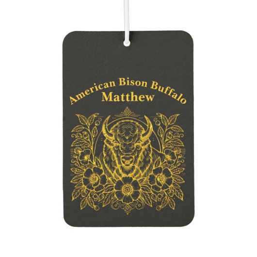 金ゴールドの花のバイソン カーエアーフレッシュナー (正面)