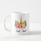 金ゴールドの花のユニコーンのパーティー コーヒーマグカップ (左)