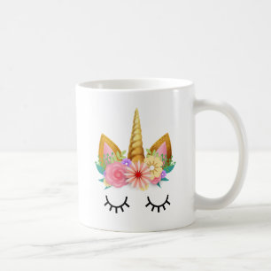 金ゴールドの花のユニコーンのパーティー コーヒーマグカップ