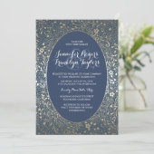 金ゴールドの花のヴィンテージ海軍結婚式招待状 招待状 (スタンド正面)