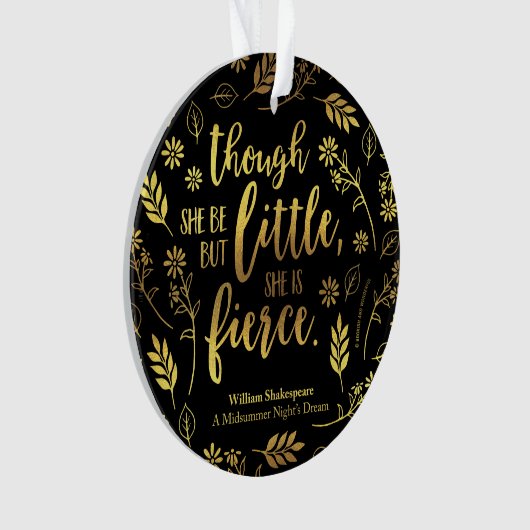 金ゴールドの花の小さくしかし激しいウィリアム・シェイクスピア オーナメント (正面)