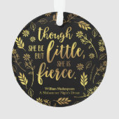 金ゴールドの花の小さくしかし激しいウィリアム・シェイクスピア オーナメント (裏面)