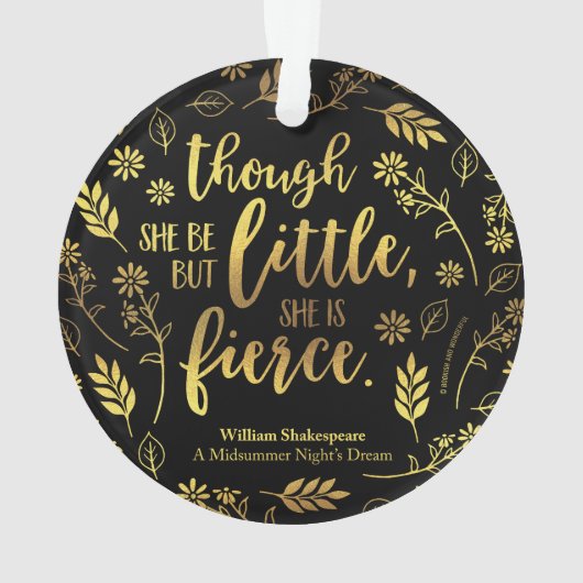 金ゴールドの花の小さくしかし激しいウィリアム・シェイクスピア オーナメント (裏面)