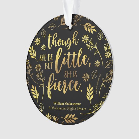 金ゴールドの花の小さくしかし激しいウィリアム・シェイクスピア オーナメント (正面)