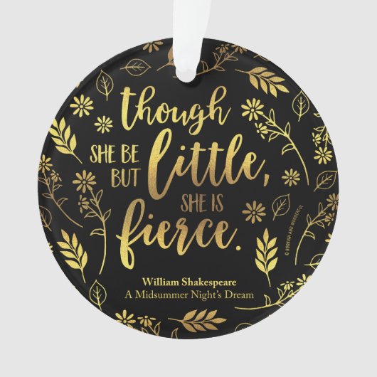 金ゴールドの花の小さくしかし激しいウィリアム・シェイクスピア オーナメント (正面)