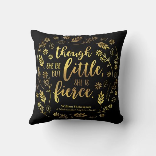 金ゴールドの花の小さくしかし激しいウィリアム・シェイクスピア クッション (裏面)