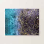 金ゴールドの花の曼荼羅および紙吹雪のイメージ ジグソーパズル (横)