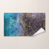 金ゴールドの花の曼荼羅および紙吹雪のイメージ バスタオルセット (ハンドタオル)