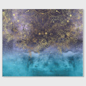 金ゴールドの花の曼荼羅および紙吹雪のイメージ ラッピングペーパー (フラット)