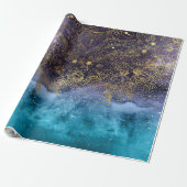 金ゴールドの花の曼荼羅および紙吹雪のイメージ ラッピングペーパー (アンロールド)