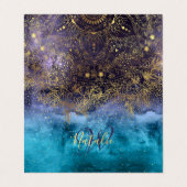 金ゴールドの花の曼荼羅および紙吹雪のイメージ 名刺 (外部フラット)